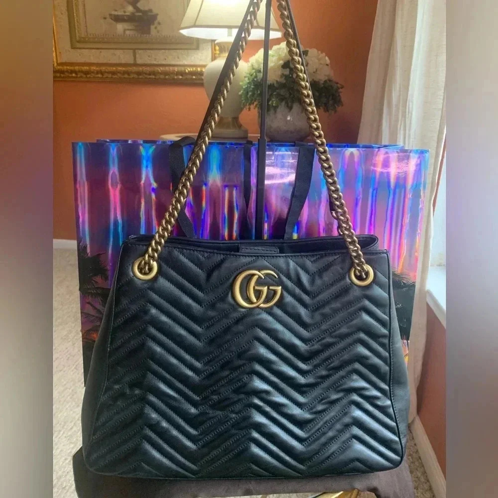 Gucci Marmont Tote in soft lamb skin a must have piece.